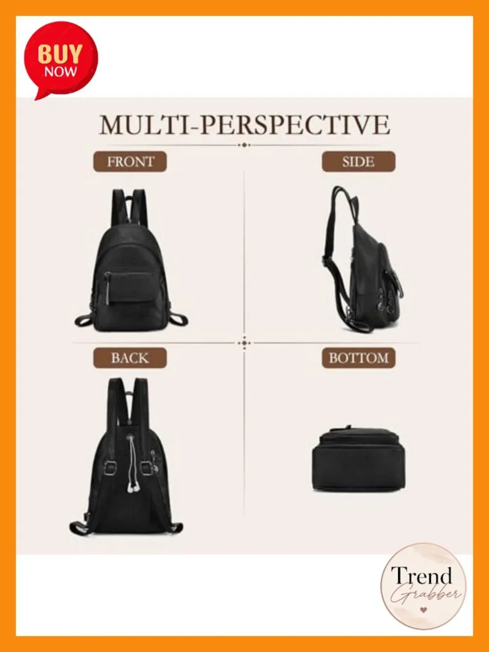 Women's Faux Leather Convertible Backpack Purse, Anti-Theft Sling Bag